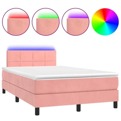 Produktbild von vidaXL Boxspringbett mit Matratze & LED Rosa 120x200 cm Samt