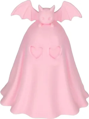 Produktbild von Halloween-Geisterfigur, niedlicher rosa Geist mit Mond, Statue aus Kunstharz, Geisterskulptur, Tischdekoration für die Inneneinrichtung