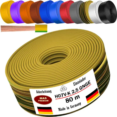 Produktbild von 80m Aderleitung H07 V-K GNGE 1x2,5 mm² Grün/Gelb Einzelader flexibel