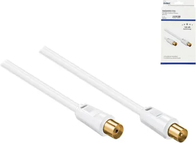 Produktbild von MAG Koaxial Antennenkabel Stecker auf Buchse, vergoldet, vierfach geschirmt, weiß, Länge 5,00m