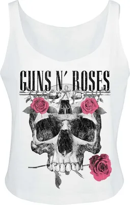 Produktbild von Guns N' Roses Top Damen Flower Skull weiß Band-Merch, Bands 100% Baumwolle XL