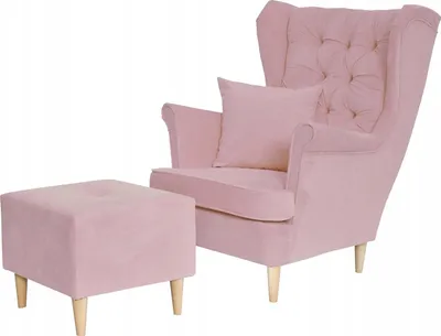 Produktbild von Family Meble Ohrensessel mit Hocker Gaja Relaxsessel Skandinavisch Bequemer Sessel Loungesessel Fernsehsessel Wohnzimmer Schlafzimmer Büro (TRINIT 19)