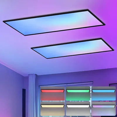Produktbild von ZMH LED Panel 2ER Deckenleuchte Dimmbar Deckenpanel RGB Farbwechsel Lang Deckenlampe Flach Fernbedienung Groß 24W lampe für Büro Spielzimmer