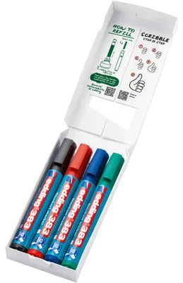 Image de edding Marqueur pour tableau de conférence 383 4-383-4-2 1-5mm noir 4pcs