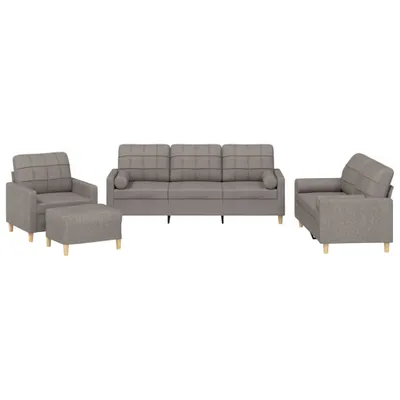 Produktbild von vidaXL 4-tlg. Sofagarnitur mit Kissen Taupe Stoff