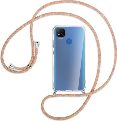 Produktbild von Handykette Backcover-Schutzhülle mit Band (Metall silberfarben) für Xiaomi Redmi 9C - Rainbow