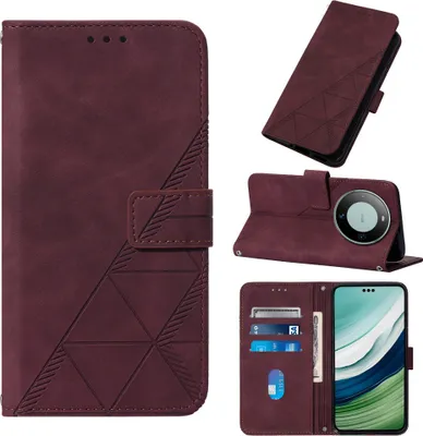 Obrázek produktu pro Flipové kožené pouzdro pro Huawei Mate 60 Pro peněženkový design pouzdro s embosováním, držákem karet a stojánkem červené