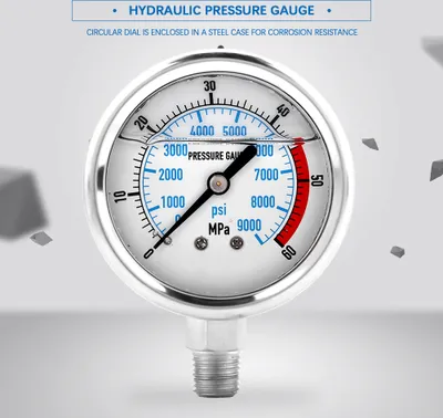 Obrázek produktu pro Hydraulický tlakoměr 60MPA/9000PSI Základní vstup NPT1/4