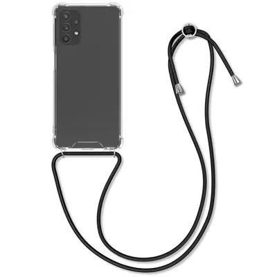 Produktbild von kwmobile Necklace Case kompatibel mit Samsung Galaxy A32 5G Hülle - Silikon Cover mit Handykette - Band Handyhülle Schwarz Transparent