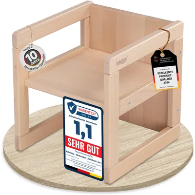 Image de Babybay, tabouret d'éveil Littlefoot pour enfants, 3-en-1 (chaise/table), finition naturelle