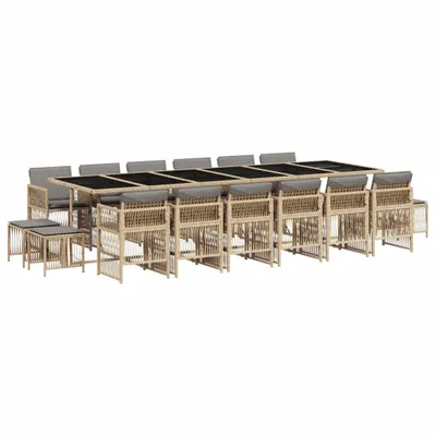 Produktbild von vidaXL 17-tlg. Garten-Essgruppe mit Kissen Beigemischung Poly Rattan