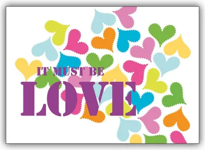 Produktbild von 4x Poppige bunte Valentins Liebeskarte “It must be love” für Romantiker