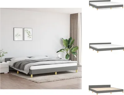 Produktbild von vidaXL Bettgestell mit Kopfteil Dunkelgrau 200x200 cm Stoff -  Betten & Bettgestelle