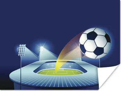 Produktbild von MuchoWow® Poster Eine Illustration eines Balls, der aus dem Fußballstadion herausgeschossen wird 160x120 cm - Foto Plakat