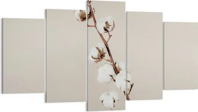 Produktbild von Bild auf Leinwand - Leinwandbild - 5 Teile - Baumwolle Zweig Boho - 160x85cm - Wand Bild - Wanddeko - Wandbilder - Leinwanddruck - Bilder - Wanddekoration - Leinwand bilder - Wandbild - EA160x85-4730