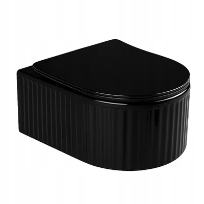 Produktbild von Elegant Wandhängetoilette Toilettensitz Toilettenschüssel Hänge WC Schwarz