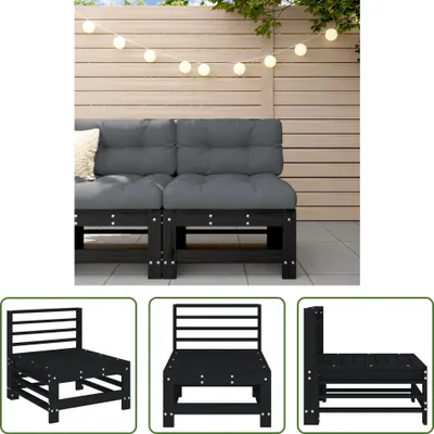 Produktbild von The Living Store Garten-Mittelsofa Schwarz Massivholz Kiefer