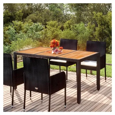 Produktbild von Gartentisch aus Holz, Schwarz, 150 x 90 x 75 cm