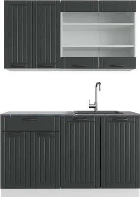 Produktbild von Singleküche Vicco Fame-Line Anthrazit Landhaus/Weiß 140 cm , AP Anthrazit, Model 42798