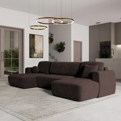 Produktbild von Masseno Ecksofa SENTUM K mit Schlaffunktion U-Form, Sofa mit Bettkasten, Wohnzimmersofa, Couch, Soffa, Bettsofa, Couchgarnitur- Braun, KRONOS 06