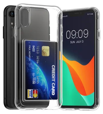 Produktbild von kwmobile Hülle kompatibel mit Apple iPhone XR Handyhülle - Kunststoff TPU Cover mit Kartenfach - Hartes Case - Schutzhülle in Transparent