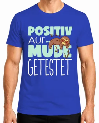 Imagen del producto de Camiseta para hombre, color azul, talla XXL, con un diseño divertido que dice: "Positivo a cansado", "Perezoso durmiendo", "Malhumorado por la mañana"