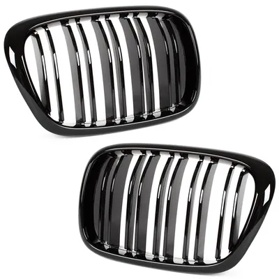 Sportgrill Kühlergrill DOPPELSTEG Schwarz Glanz für BMW 5 E39 ab 1995-2003 – Produktansicht