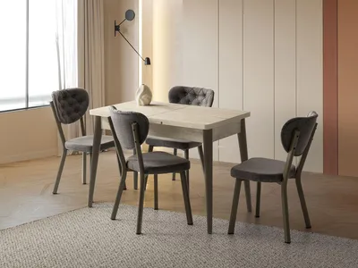 Produktbild von Skye Decor, Hochwertiger Ausziehbarer Esstisch, Travertin & Hell-Mokka, 110-140 cm
