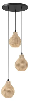 Zdjęcie produktu dla Lampa wisząca Boho Rattan, 3 światła, regulowana wysokość