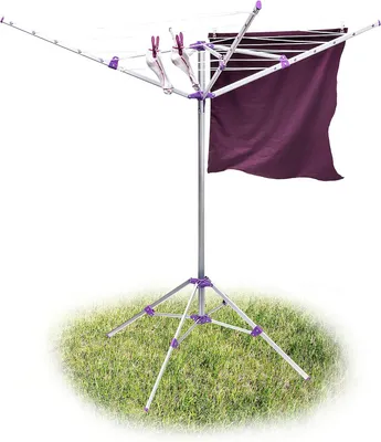 Productafbeelding van Droogmolen - 19 m lijn - 161 x 120 x 120 cm - Mobiel - Op voet - Inklapbaar - Tuin en balkon - Zilver