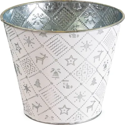 Image de Pot à fleurs rond, en argent Ø 12x11 cm, coupe à fleurs en métal