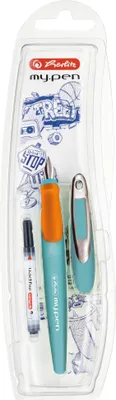 Produktbild von Herlitz my.pen, Orange, Türkis, Kartuschenfüllsystem, Blau, Medium, Sichtverpackung, 1 Stück(e)