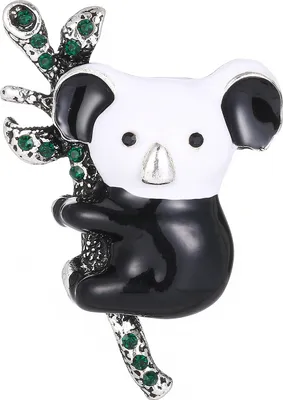 Produktbild von Koala Brosche Weiß Schwarz Strasssteine