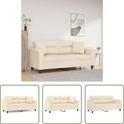 Produktbild von The Living Store 2-Sitzer-Sofa mit Kissen Beige 140 cm Mikrofasergewebe