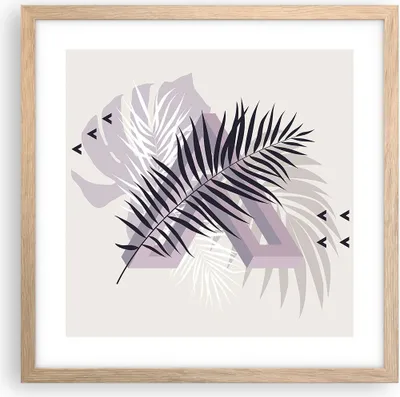 Produktbild von Gerahmtes Poster - Rahmen in heller Eiche - Grafiken Blatt Buntstift - 40x40 cm - Wand Bild - Wanddeko - Wandbilder - Kunstposter - Wandposter - Bilderrahmen - Bilder - Kunstdruck - P2NAC40x40-4455