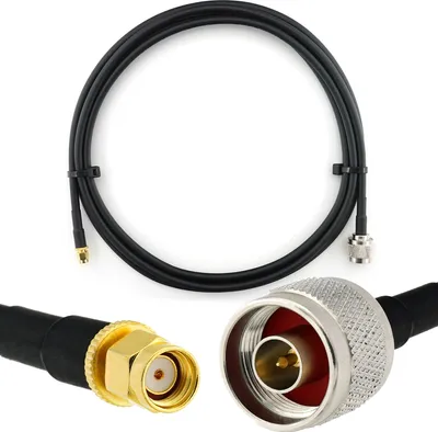 Immagine prodotto di cavo coassiale da 2 m RP-SMA maschio a N maschio - Cavo antenna da 2 metri a bassa perdita HF-240 (equivalente a LMR 240) Cavo di prolunga da 50 ohm - per antenna router WiFi Wireless RF WLAN radio modem