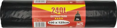 Produktbild von JUFOL Müllbeutel 240 L LDPE schwarz 5 Stück Rolle Abfallsack 1000x1250 mm