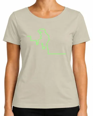 Imagen del producto de Camiseta para mujer con diseño "La Linea Strichmännchen Treppe Kult" de Osvaldo Cavandoli, color natural, talla L