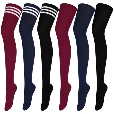 Imagen del producto de 6 pares de medias altas para mujer, ideales para cosplay y uso diario
