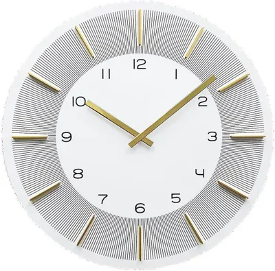 Produktbild von Quarzwanduhr 50x50cm weiß-gold Analoguhr aus MDF