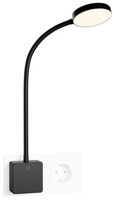 Productafbeelding van LED Nachtlampje Wandlamp Leeslamp in Stopcontact Dimbaar Zwart