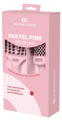 Produktbild von Olivia Garden – Pinselset in Pastellrosa – Enthält Pinsel und Fingerbürste – Für Volumen und Styling