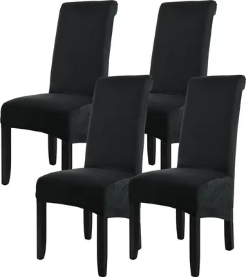 Obrázek produktu pro Jídelna Stretch židle kryty XL Elastické vysoké zadní židle kryty pro banket restaurace Decoratio（4 kusy, černá）