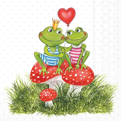 Produktbild von 20 Servietten Frogs in Love - Verliebte Frösche 33x33cm