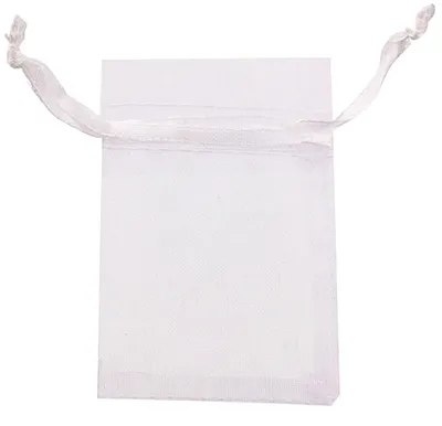 Produktbild von Organza-Beutel mit Kordelzug - Extra groß - Zur Aufbewahrung und Verpackung - Weiß - 40,6 x 61 cm - 12 Stück