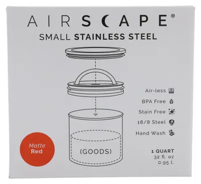 Productafbeelding van Airscape® roestvrijstalen aroma-opslagcontainer, klein, mat rood