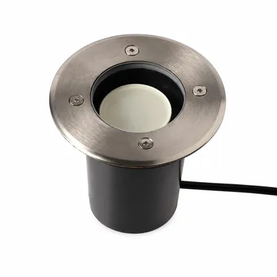 Productafbeelding van Inbouwspots voor in de grond, GU10, IP67, rond, diameter 12 cm, roestvrijstalen ring, geborsteld, buitenverlichting voor tuin, pad en terras