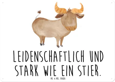 Produktbild von Mr. & Mrs. Panda Magnetschild Sternzeichen Stier DIN A6 - Weiß - Geschenk, Türschild, Geburtstag April, Mai, Ochse, Rind, Metall, Schild, Wandbild, Retro Blechschild