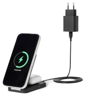 Image de A. Station de charge rapide 2-en-1 compatible MagSafe, puissance maximale de 25W, e Qi 2.2