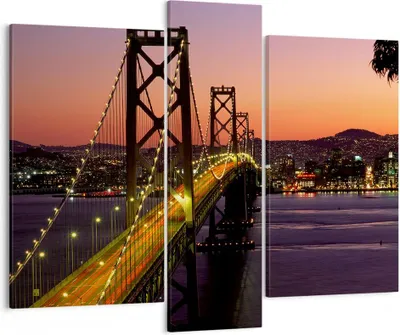 Produktbild von Bild auf Leinwand - Leinwandbild - Brücke Fluss Landschaft - 95x80cm - Wand Bild - Wanddeko - Leinwanddruck - Bilder - Kunstdruck - Wanddekoration - Leinwand bilder - Wandkunst - CB95x80-0120